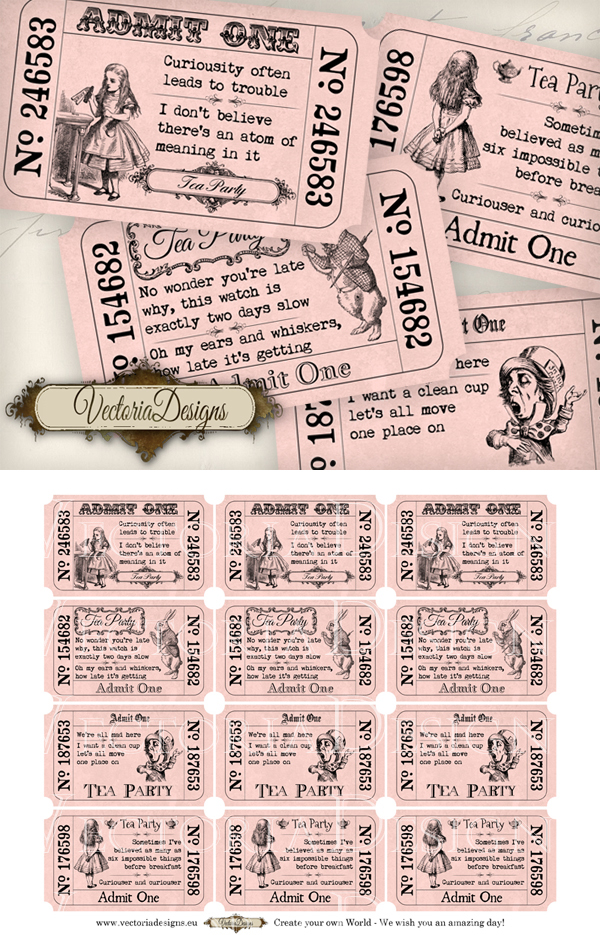 Pink Alice in Wonderland Tea Party Tickets