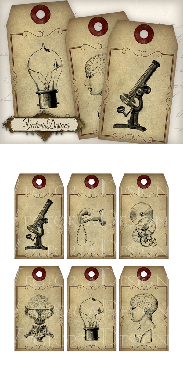 Printable Steampunk Scientist Tags