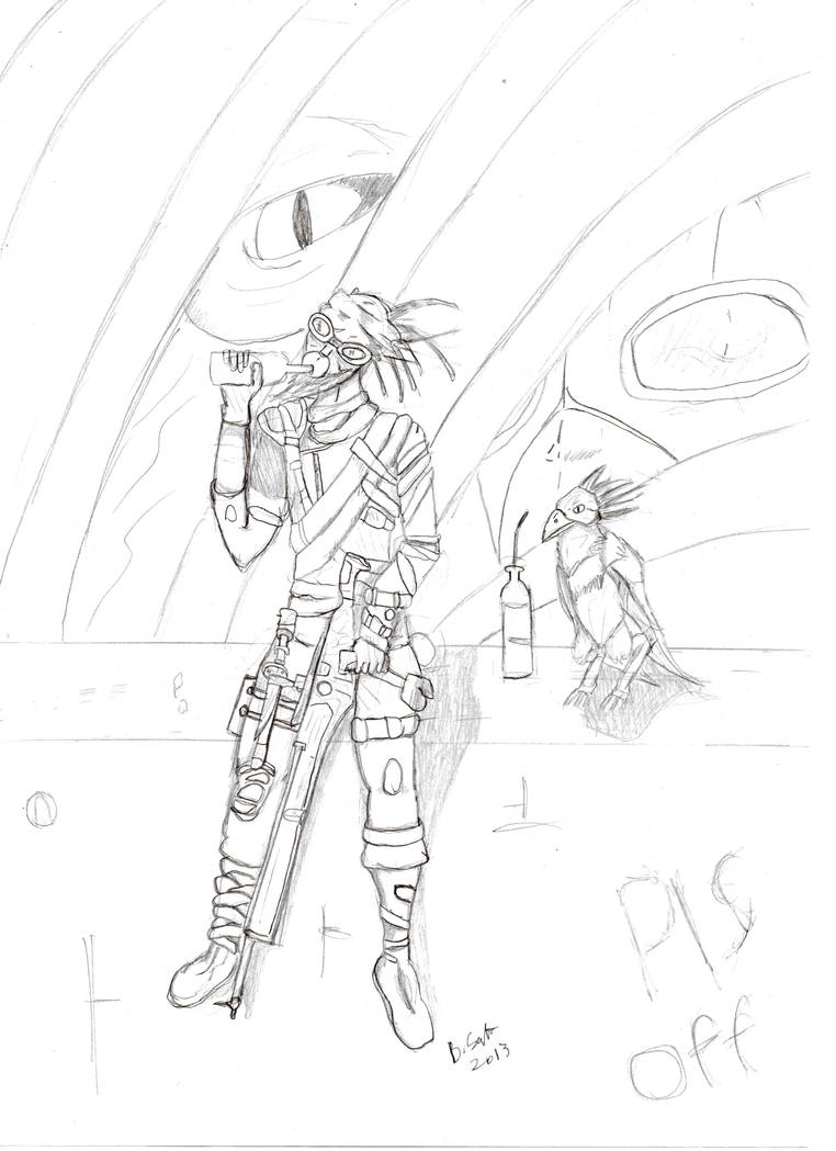 Borderlands Mordecai and Bloodwing sketch by crabkiller on DeviantArt