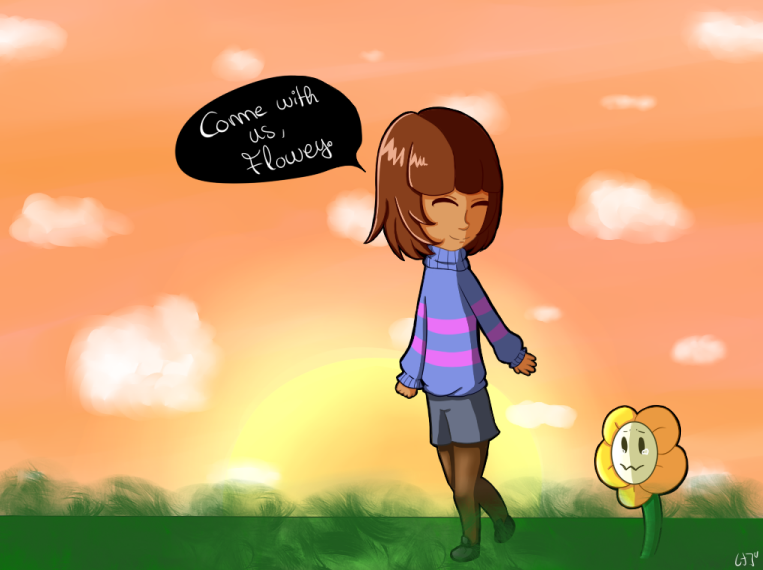 Frisk and Flowey (Pacifist) + Speedpaint