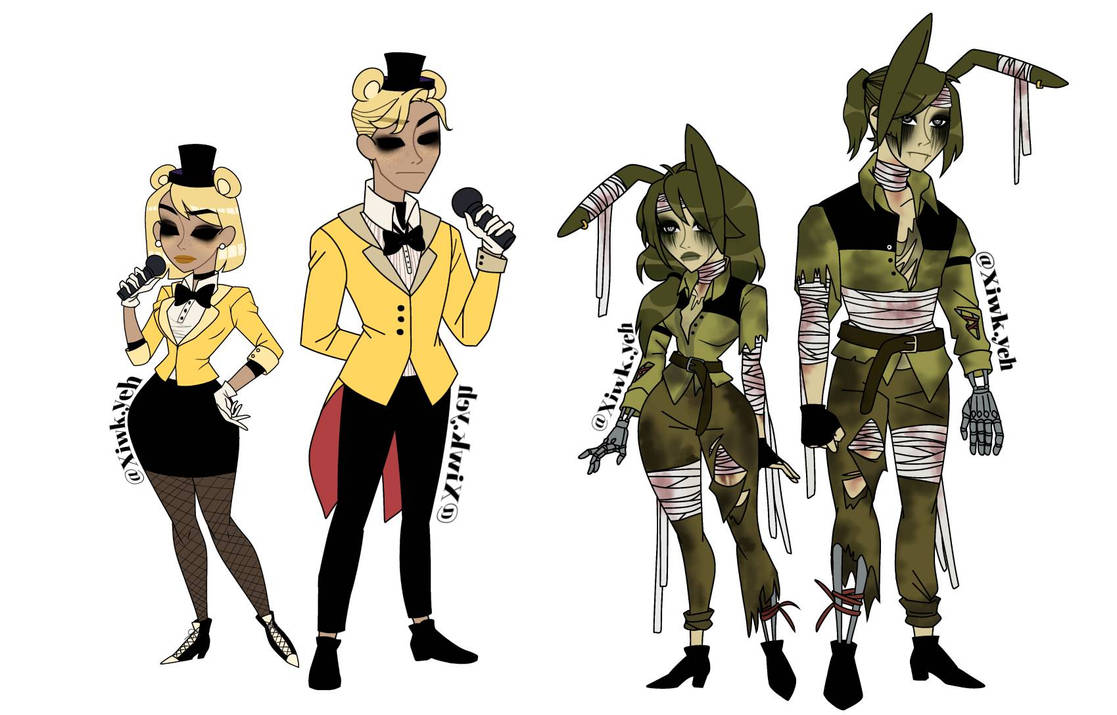 springtrap, golden freddy human ver by xiwkyeh on DeviantArt