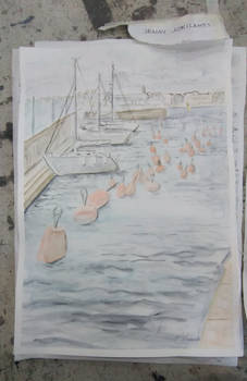 Boats and buoys, Watercolor 