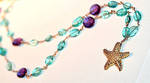 Apatite and Amethyst Starfish Gold Necklace by Maireada