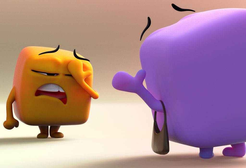 Zbrush Doodle: Day 1293 - Orange Cube Facepalm by UnexpectedToy on