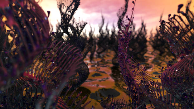 Zbrush Doodle: Day 2573 - Feather Plants at Dusk