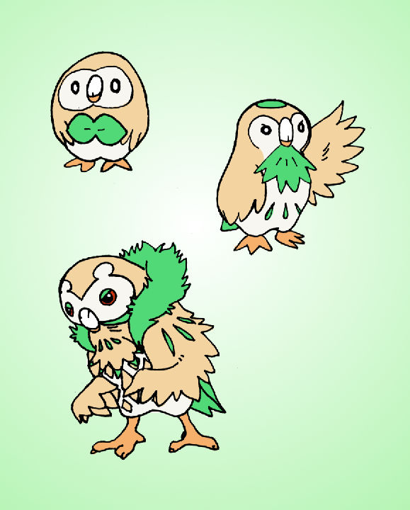 Rowlett Eevolution Line Rowlet and evolutions by surrealhippo on DeviantArt