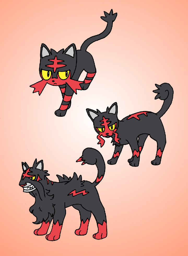 Litten Variations Litten and evolutions by surrealhippo on DeviantArt