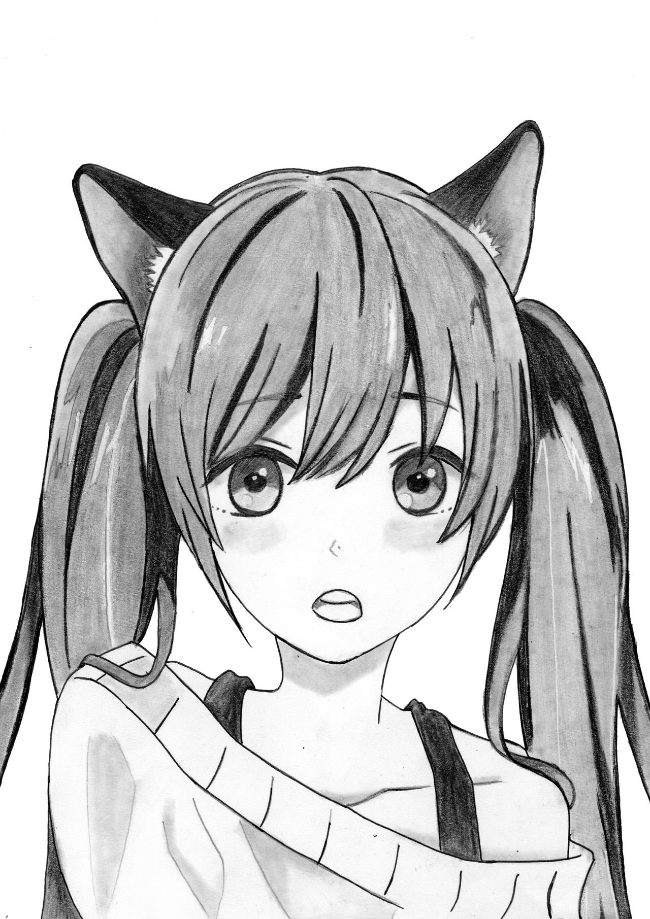 Drawing Cute Anime Neko Girl By Drawingtimewithme On Deviantart