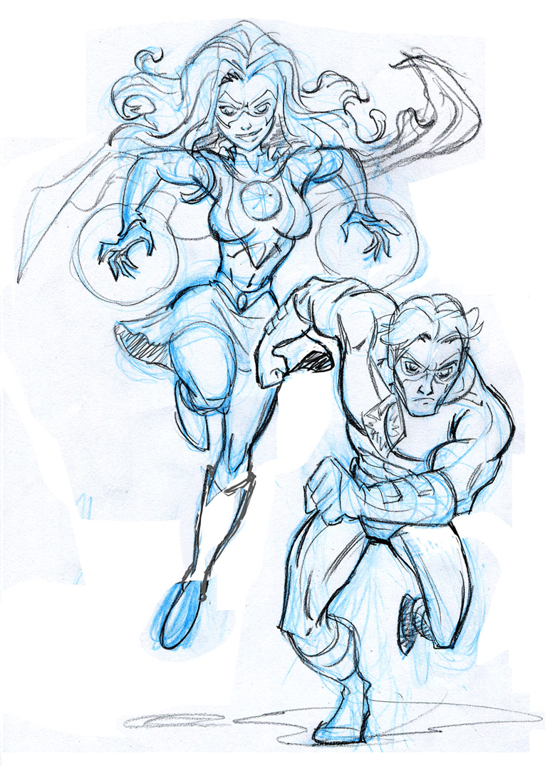 Commission Rough 4- OC Superheroes