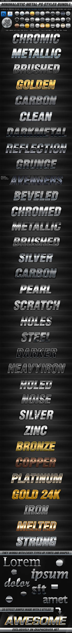 BUNDLE - 30 Minimalistic Metal PS Styles by KoolGfx