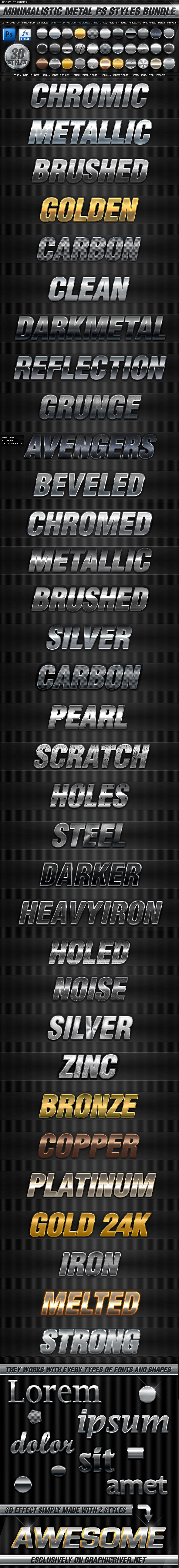 BUNDLE - 30 Minimalistic Metal PS Styles by KoolGfx