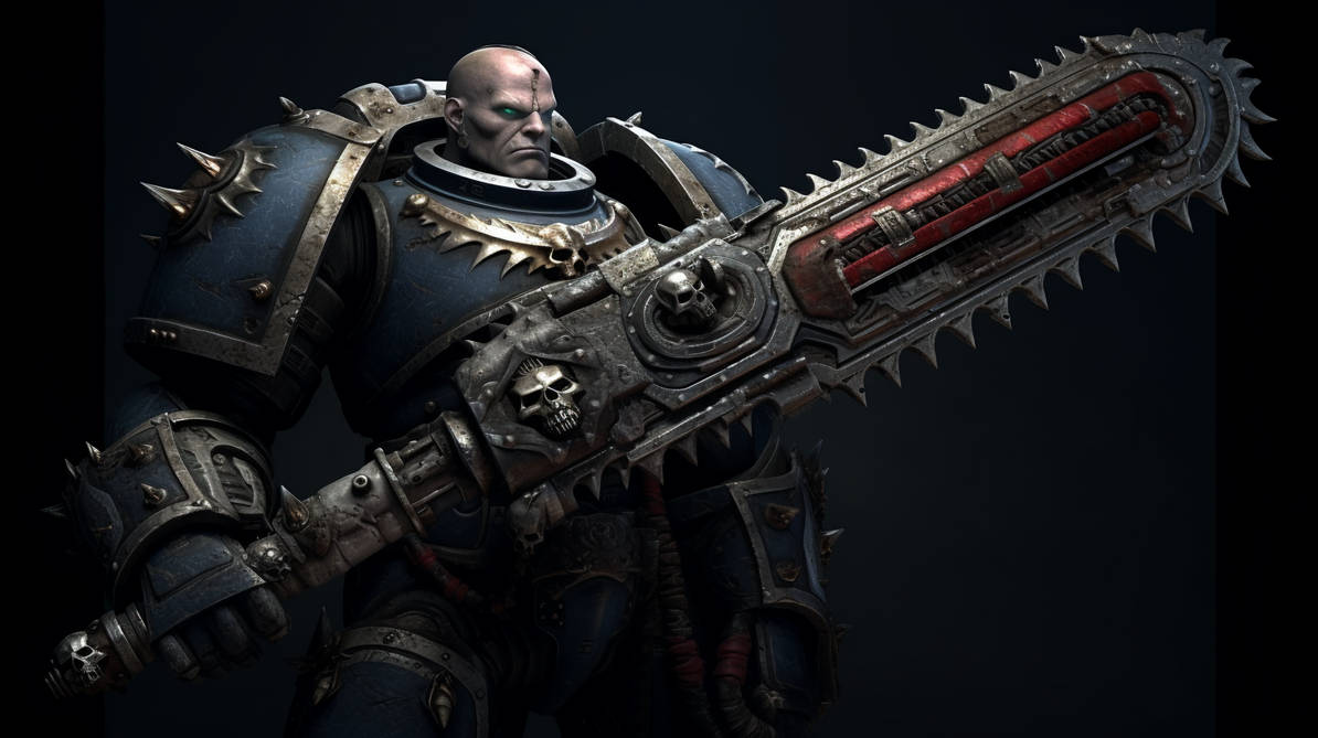 Warhammer. Spacemarine with chainsword. by BergionStyle on DeviantArt