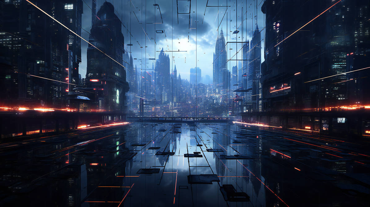 Horizon reflection. Cyberpunk city. by BergionStyle on DeviantArt