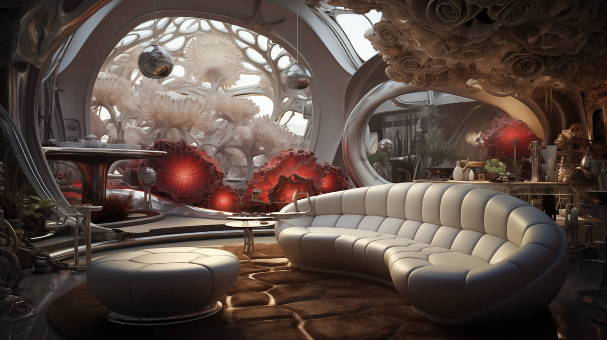 Illustration of Retro Sci-Fi Apartment Decor