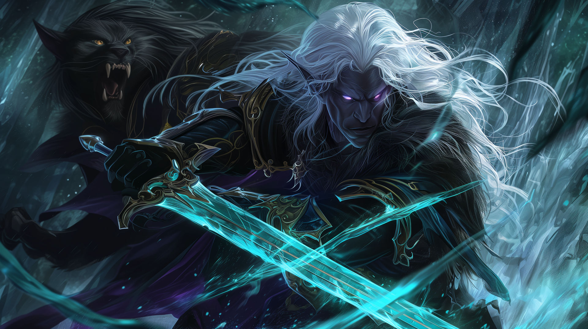 DND. Drizzt Do'Urden and Guenhwyvar. Brutal. by BergionStyle on DeviantArt