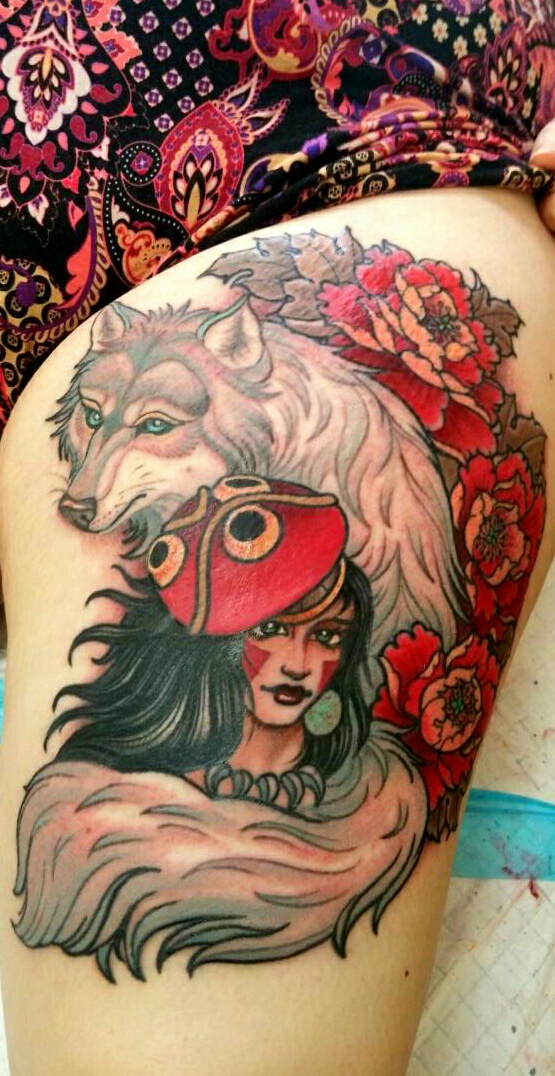 Princess Mononoke Tattoo Coloured