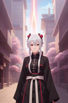 [Ai Anime] White haired woman