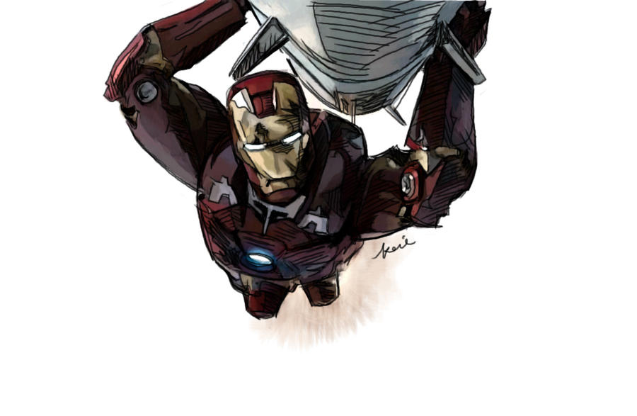 Tony Stark Rockets Tony Stark Carrying the Nuclear Missile by Capbird on DeviantArt