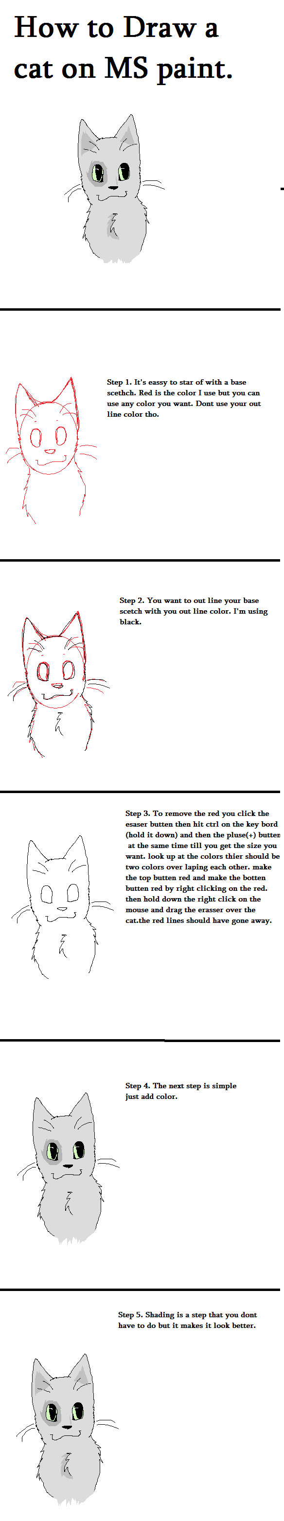 How to draw a cat on Ms paint