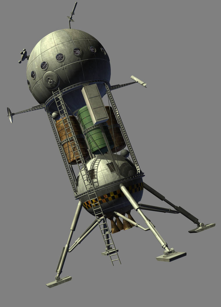 beat-up 50s-style planetary lander. WIP. by Paul-Lloyd on DeviantArt