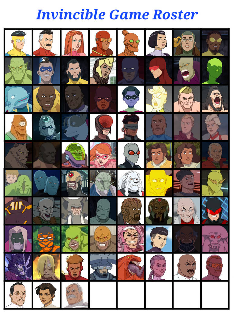 Invincible Fighter Roster Invincible Game Roster by dragonkid17 on DeviantArt