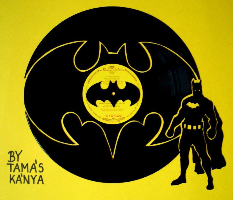 batman silhouette vinyl records art by tamas kanya