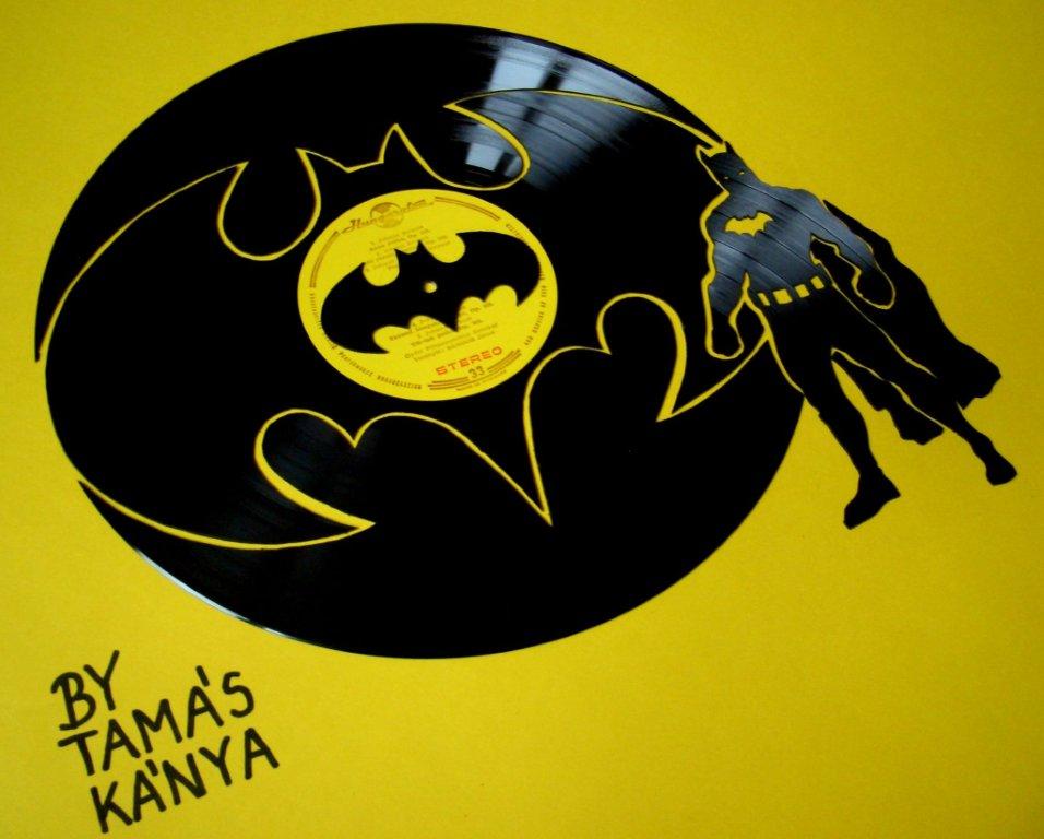 batman silhouette vinyl records art by tamas kanya