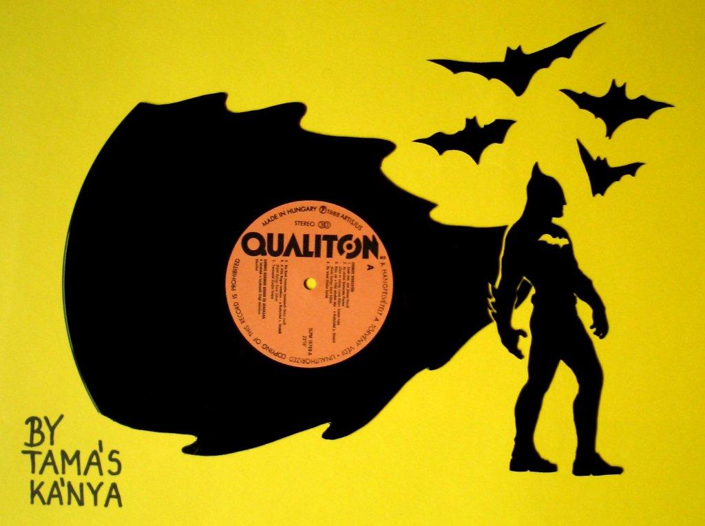 batman silhouette vinyl records art by tamas kanya