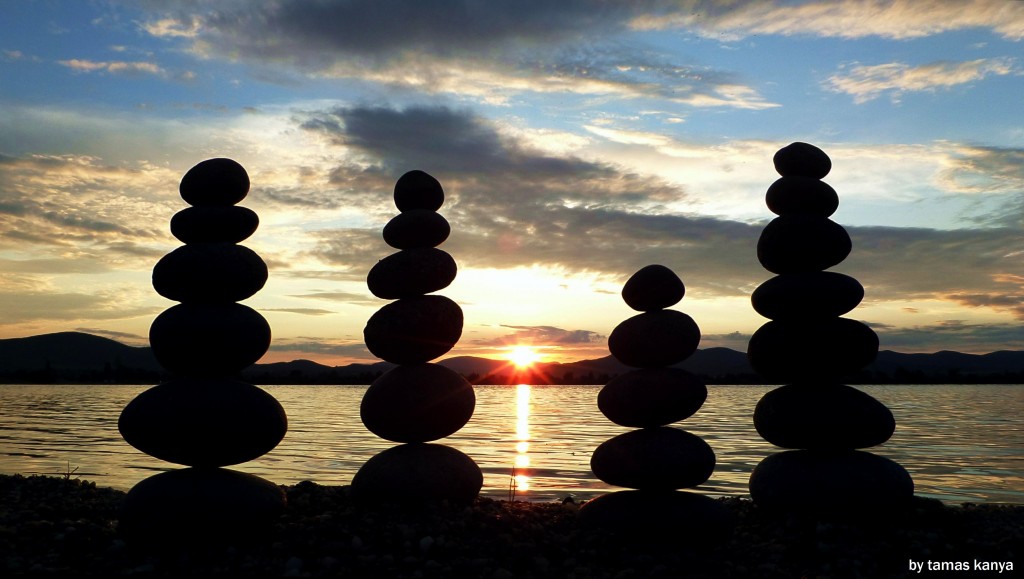 Stone balance sunset in Hungary by tamas kanya