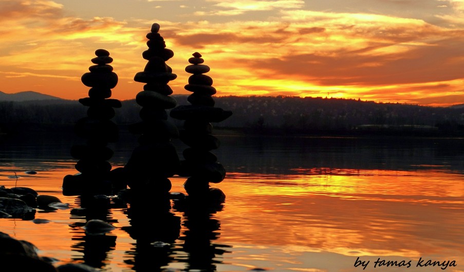 Stone balance in the sunset in Hungary by kanya