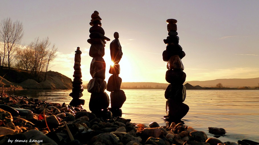 Stone balance in the sunset in Hungary by kanya