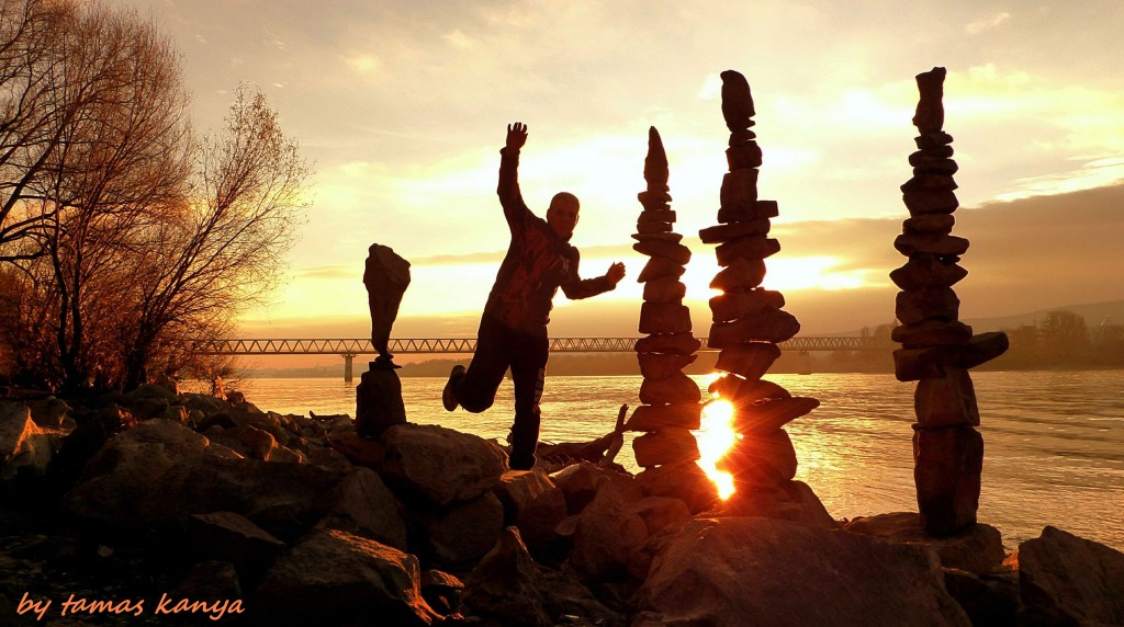 Land art silhouette game in the sunset(Hungary)