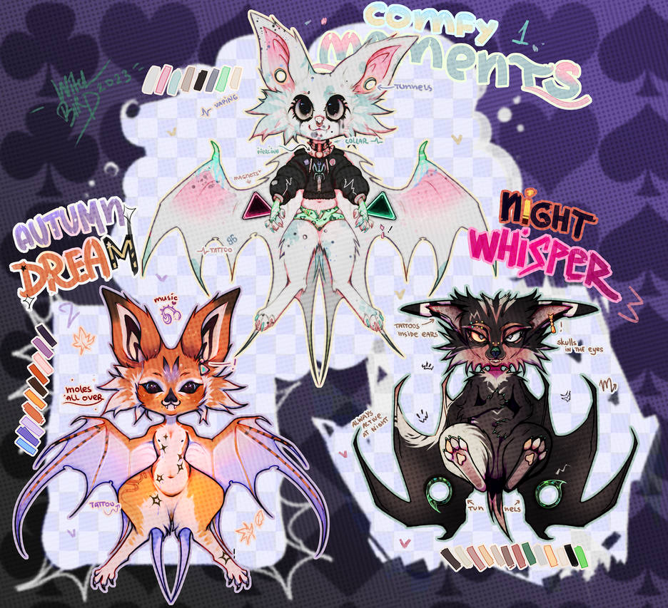 Colorful Bats Deviantart Bats Auction!~ (open 2/3) by PeishaWarren9 on DeviantArt
