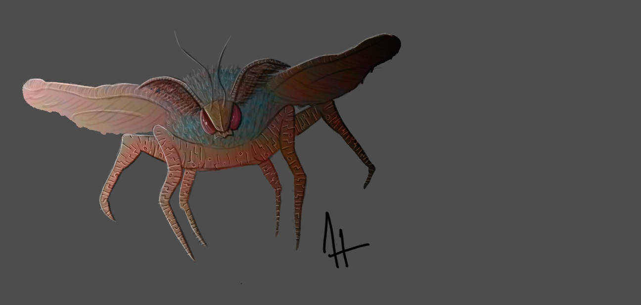 Robot moth creature painting - Photoshop CC by jacobhoughton on DeviantArt