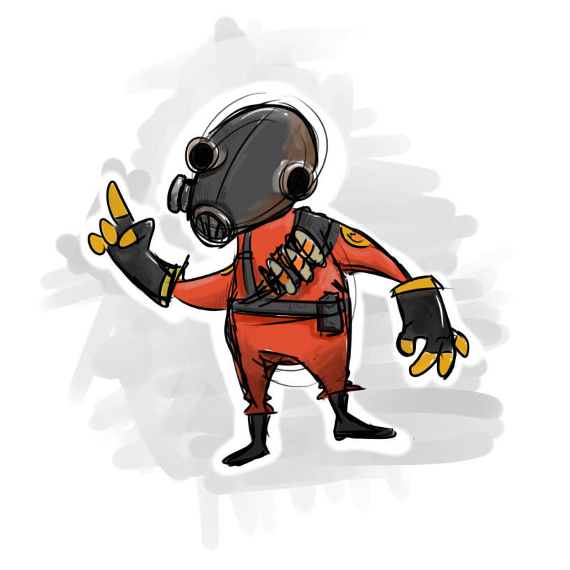 Pyro Pointing Pyro Sketch by Nickiknows on DeviantArt