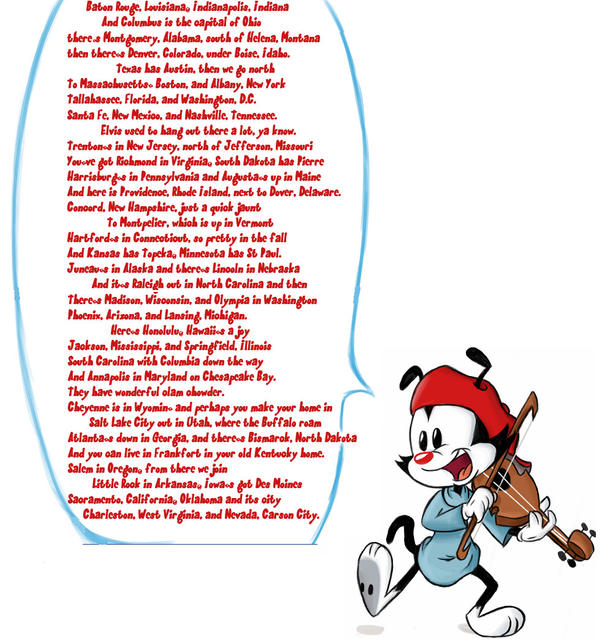 State Capitals Song Lyrics Wakko State Capitals Song Lyrics Wakko