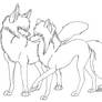 Lineart-Scene Wolf Couple