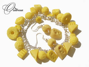 Cheese earrings and bracelet