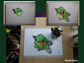 Draw 3D Kermit the Frog's Dibujo Rana Gustavo