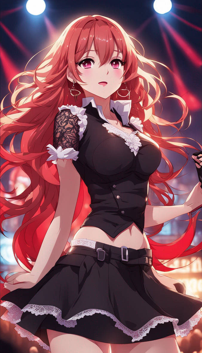 Anime girl singing on stage