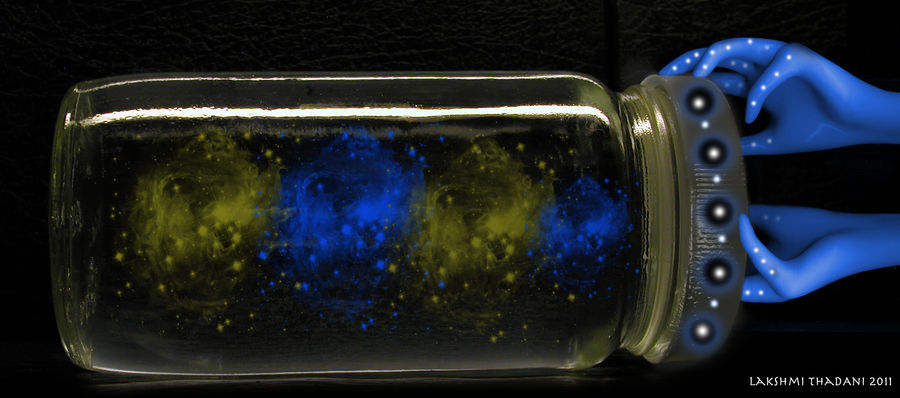 Golden Blue Galaxy Jar