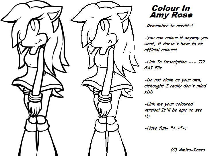 Amy Rose: Linework: FREE TO COLOUR