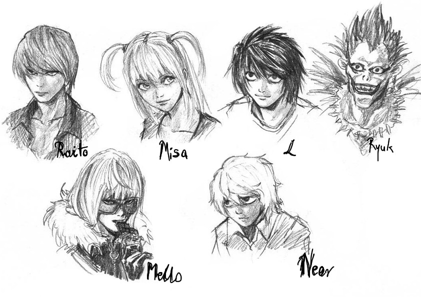 Death Note characters sketch by black-m on DeviantArt