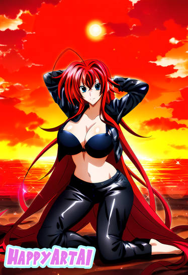 Gorgeous Rias Gremory in Latex at Beach