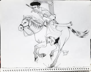 Inktober day 2 Mongol archer on horseback