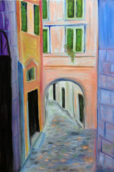 Alley with Green Shutters