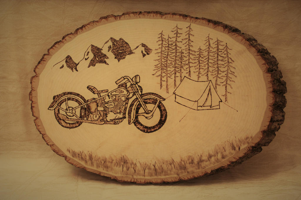 Woodburned Harley