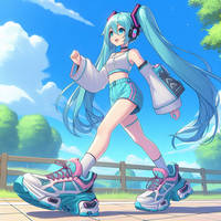 COMMISSIONS OPEN! Miku walking in big sneakers 7