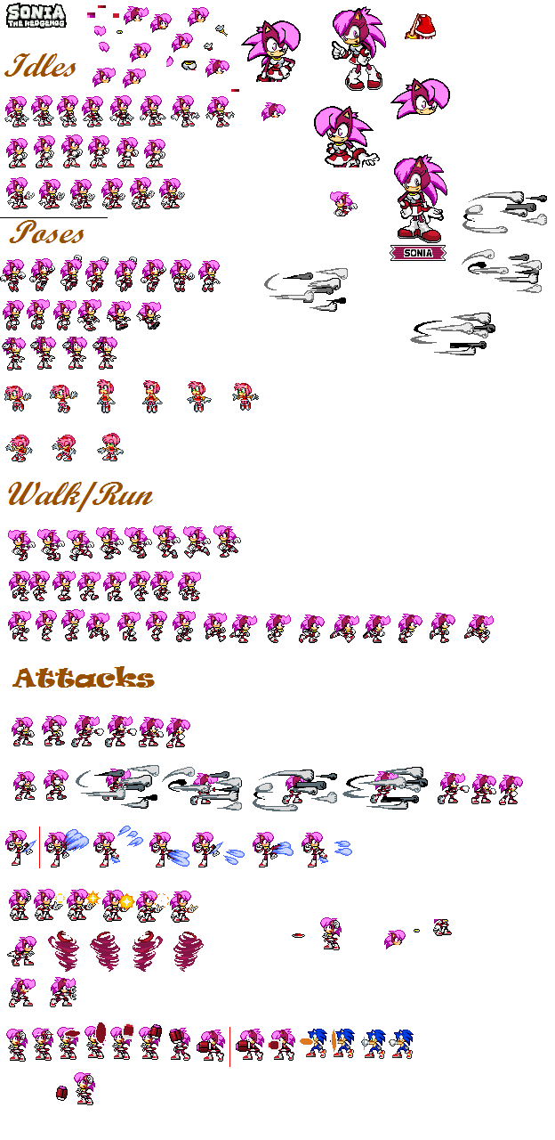 Sonia The Hedgehog Sprite sheet update by RozalinDisgaea on DeviantArt