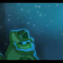 The princess and the frog under star light